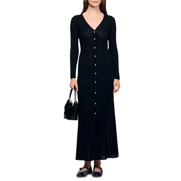 long sleeve v neck dress wedding guest Long Drop Sleeve V-Neck Dress – Vivian Seven